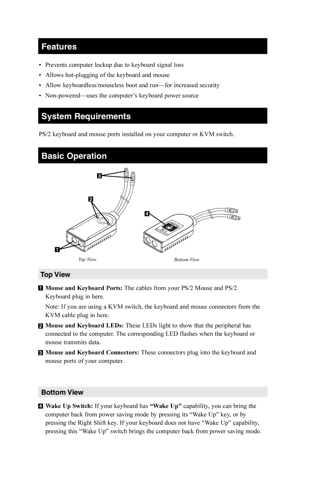 Tripp Lite B012-000 owner manual Features, System Requirements, Basic Operation 