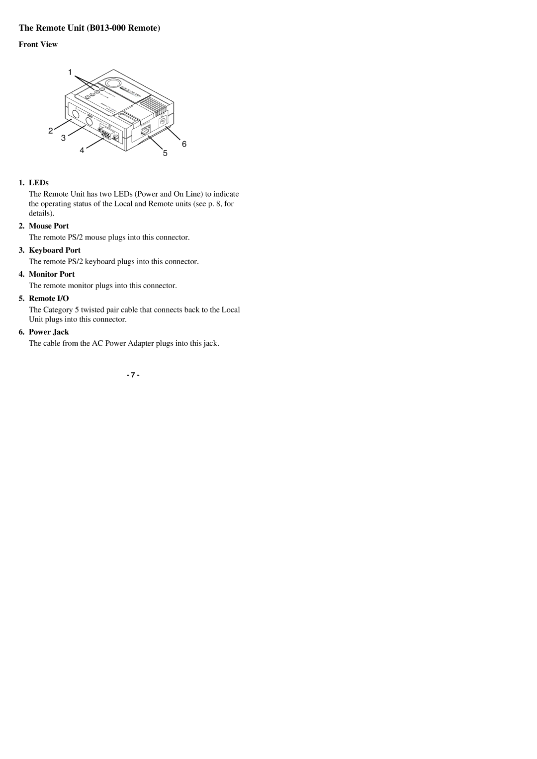 Tripp Lite user manual Remote Unit B013-000 Remote 