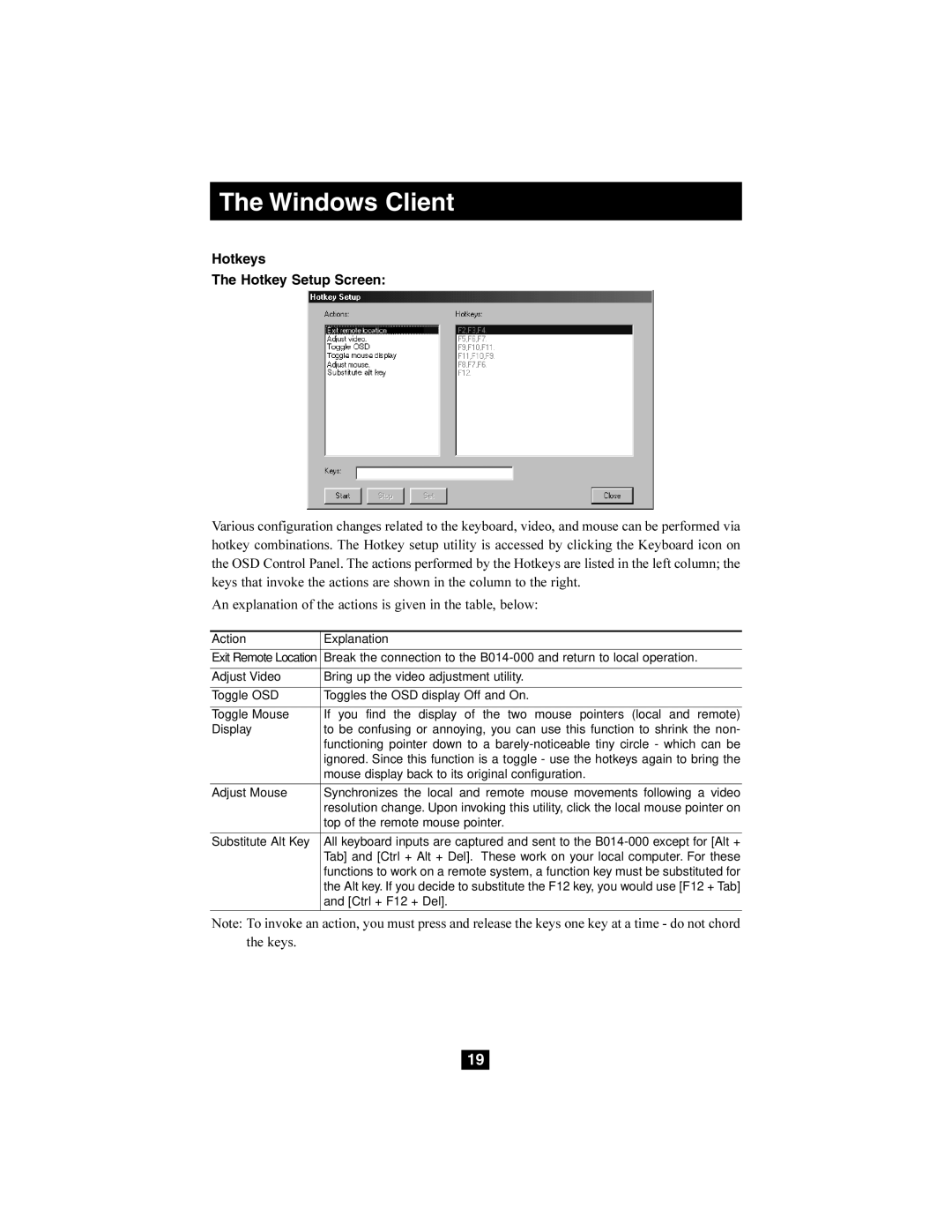 Tripp Lite B014-000 owner manual Hotkeys Hotkey Setup Screen 