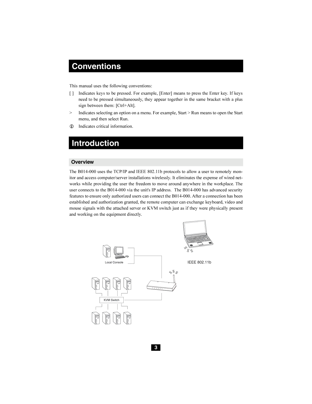 Tripp Lite B014-000 owner manual Conventions, Introduction, Overview 