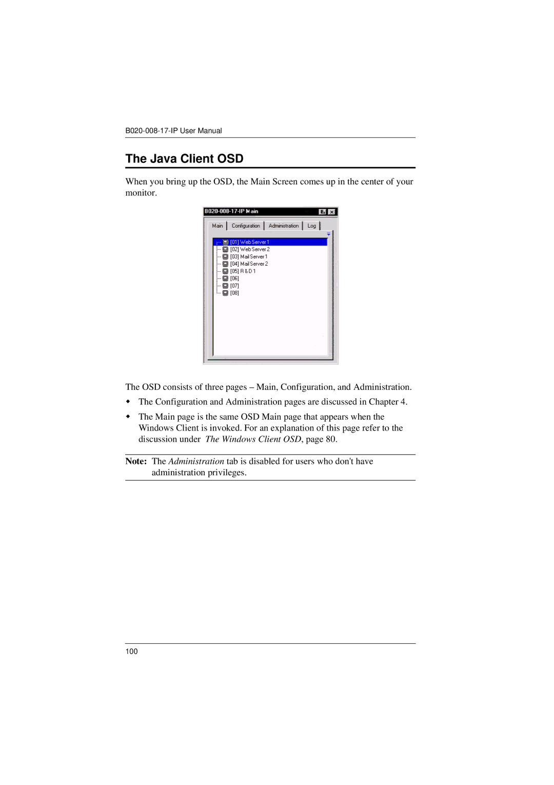 Tripp Lite B020-008-17-IP user manual Java Client OSD 