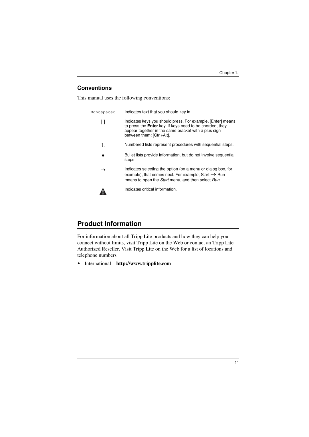 Tripp Lite B020-008-17-IP user manual Product Information, Conventions 