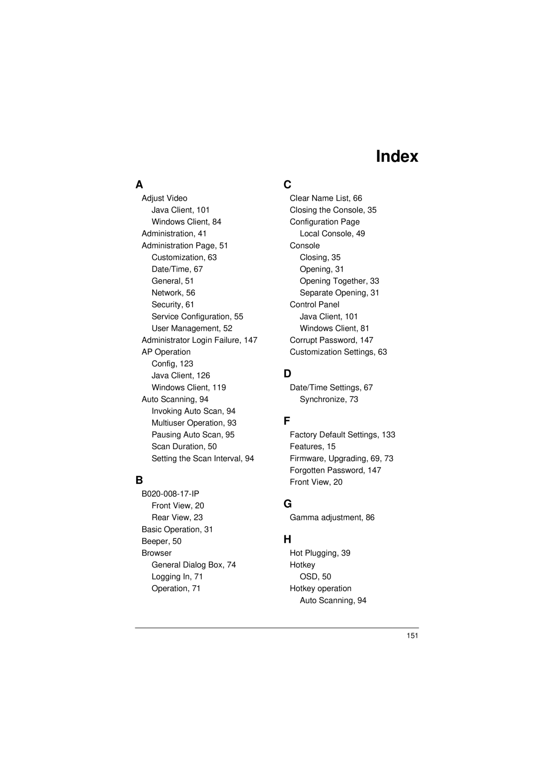 Tripp Lite B020-008-17-IP user manual Index 