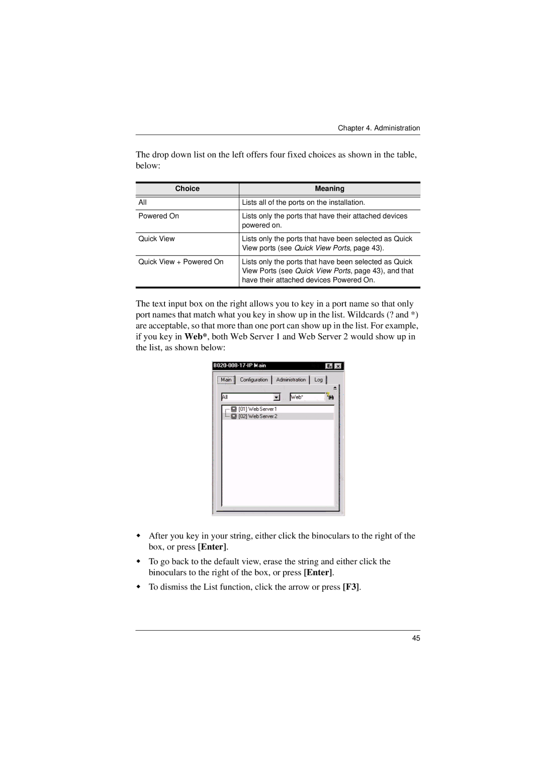 Tripp Lite B020-008-17-IP user manual Choice Meaning 