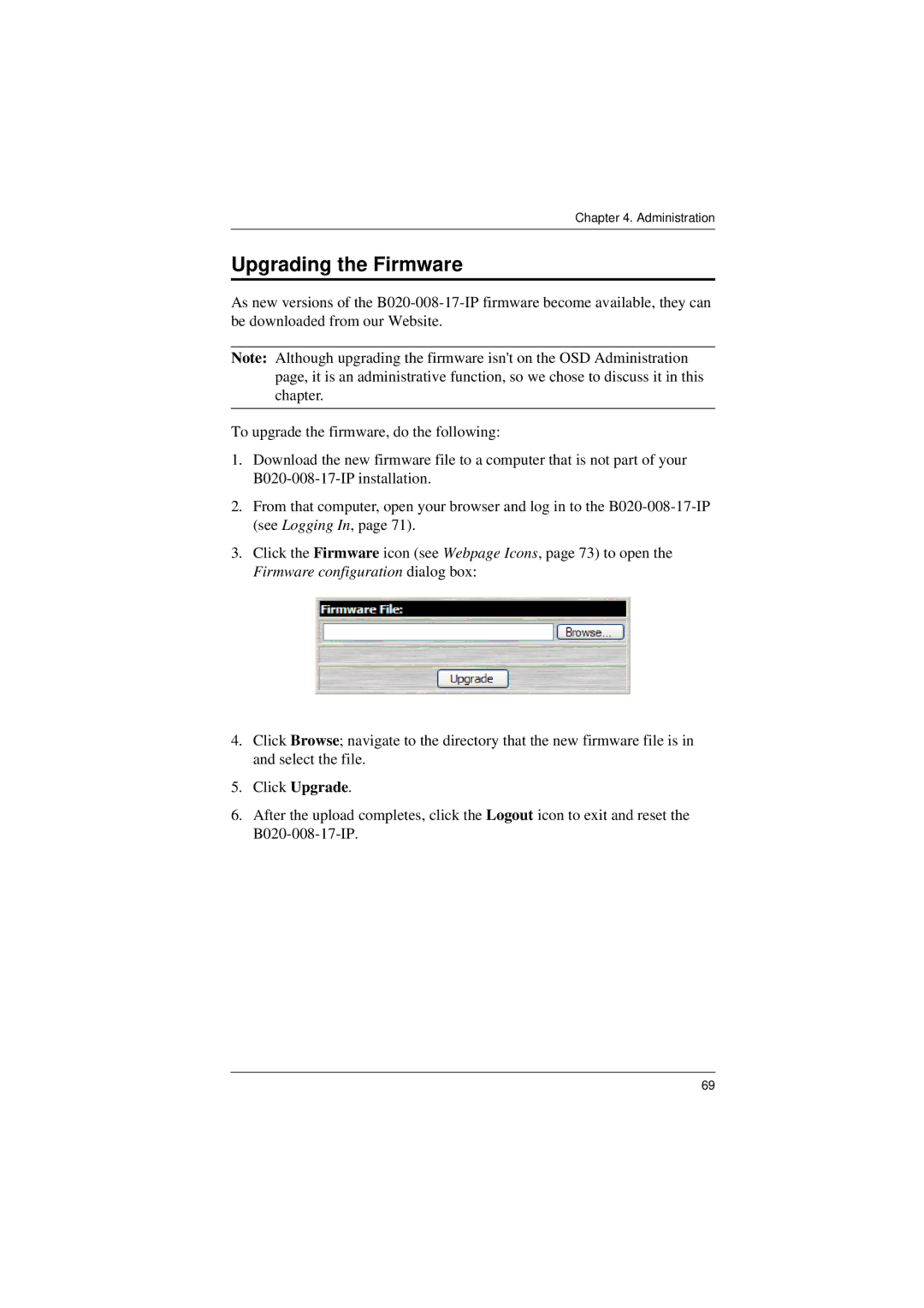 Tripp Lite B020-008-17-IP user manual Upgrading the Firmware 