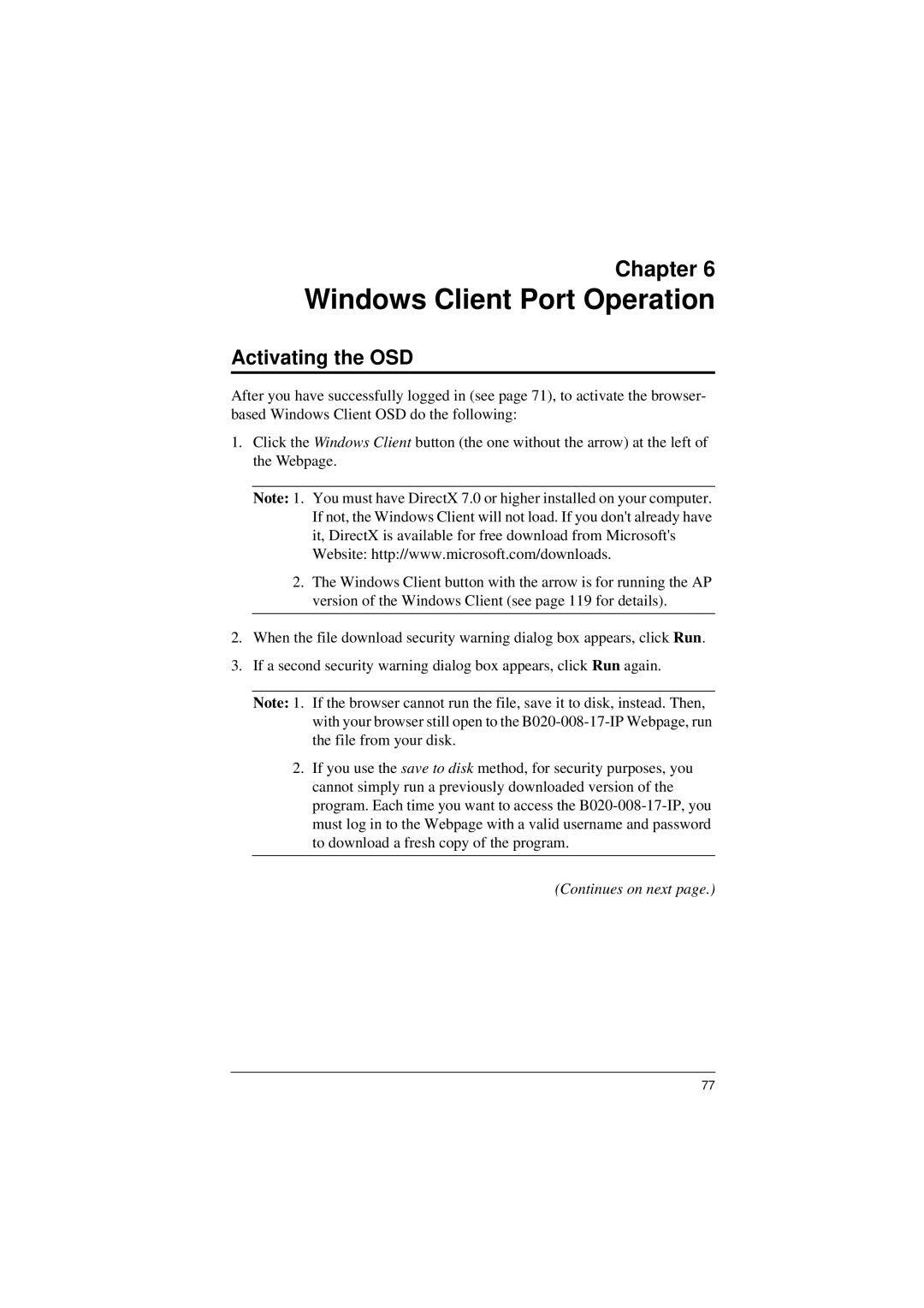 Tripp Lite B020-008-17-IP user manual Windows Client Port Operation, Activating the OSD 