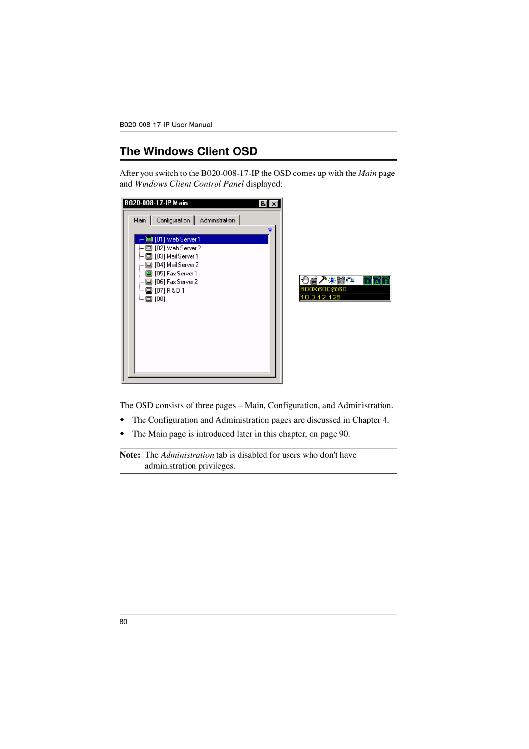 Tripp Lite B020-008-17-IP user manual Windows Client OSD 