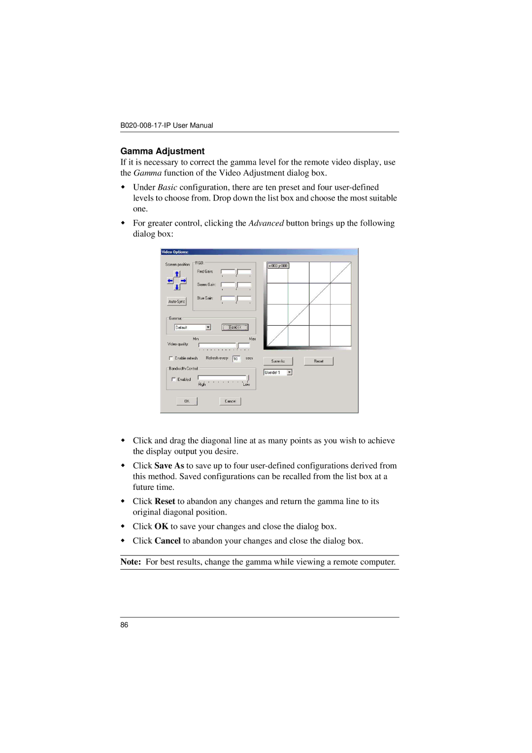 Tripp Lite B020-008-17-IP user manual Gamma Adjustment 