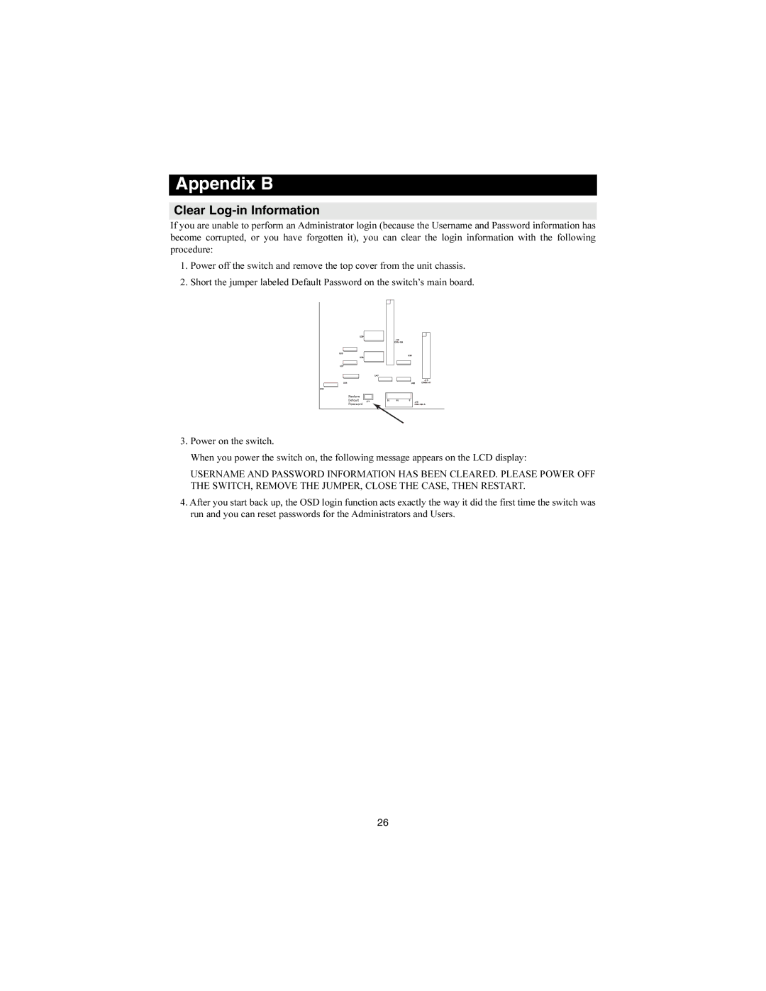 Tripp Lite B020-008 warranty Appendix B, Clear Log-in Information 