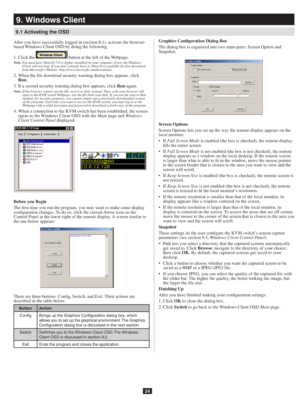 Tripp Lite B020-016-17-IP owner manual Windows Client, Activating the OSD 