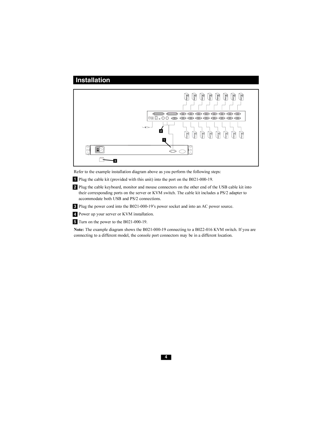 Tripp Lite B021-000-19 owner manual Installation 