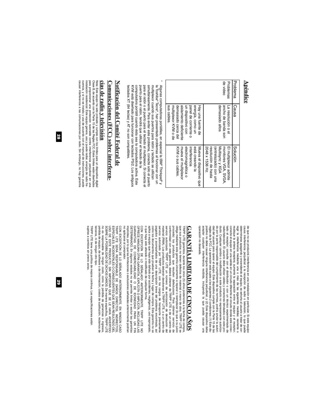 Tripp Lite B022-004-R, B022-002-KT-R user manual Garantía Limitadade Cinco Años 