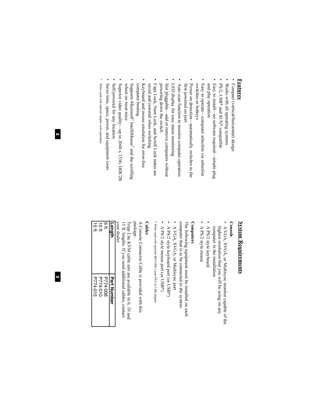 Tripp Lite B022-002-KT-R, B022-004-R user manual Features, System Requirements 