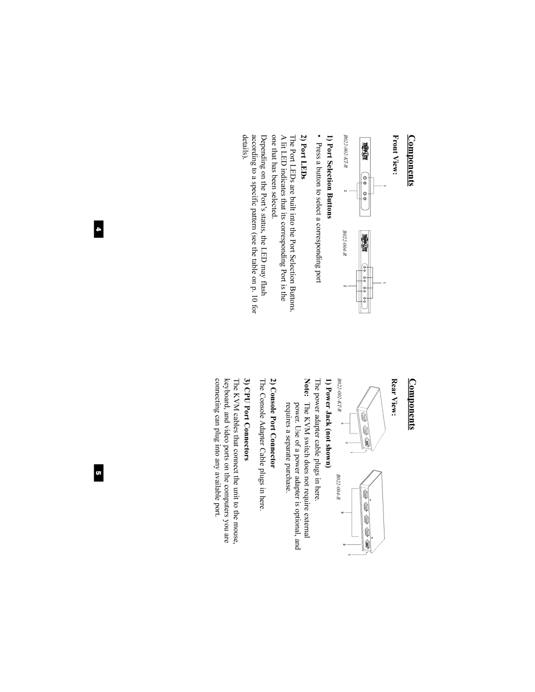 Tripp Lite B022-004-R, B022-002-KT-R user manual Components 