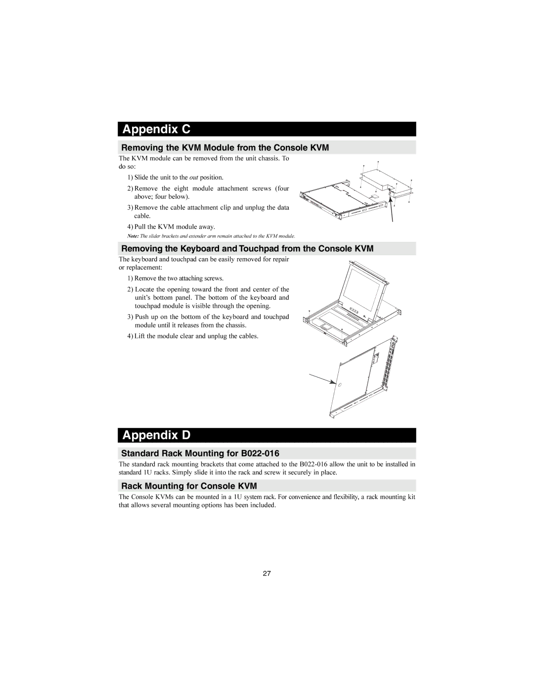 Tripp Lite B022-016, B020-008-17, B020-016-17 warranty Appendix C, Appendix D 