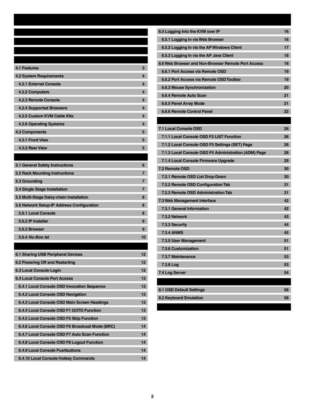 Tripp Lite B022-U08-IP owner manual Table of Contents 