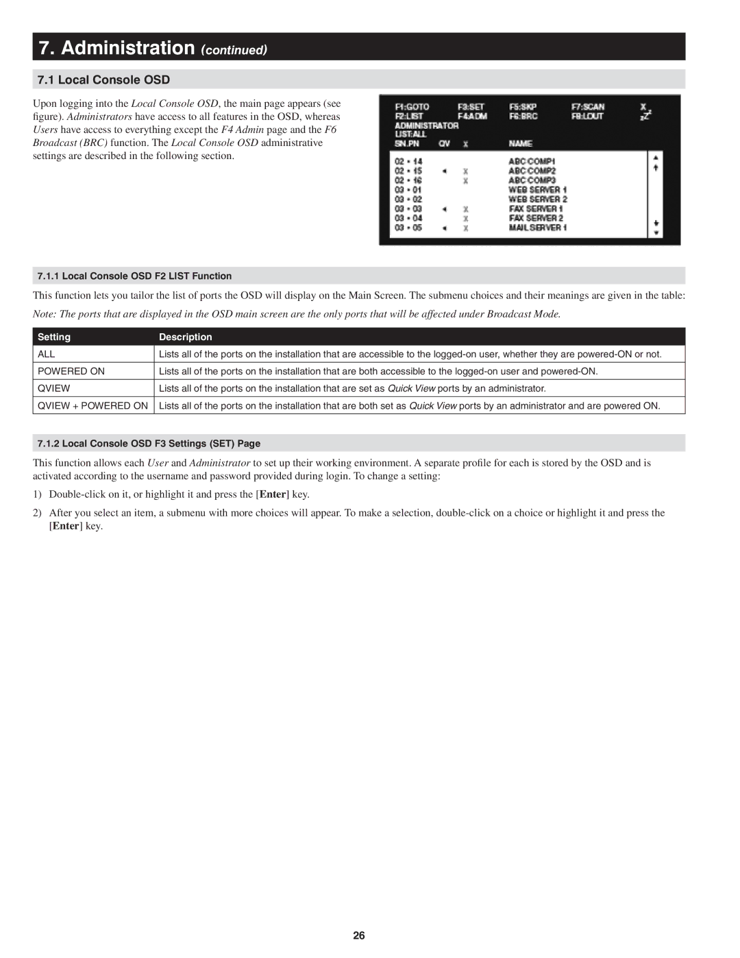 Tripp Lite B022-U08-IP owner manual Local Console OSD, All 