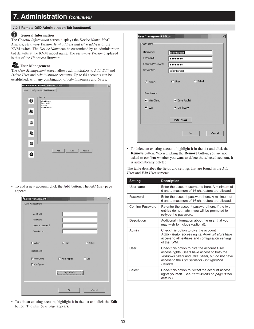 Tripp Lite B022-U08-IP owner manual General Information, User Management 