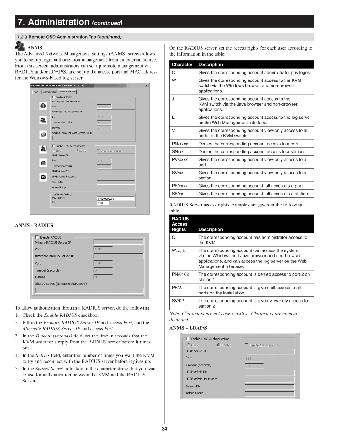 Tripp Lite B022-U08-IP owner manual Anms, Access Rights 