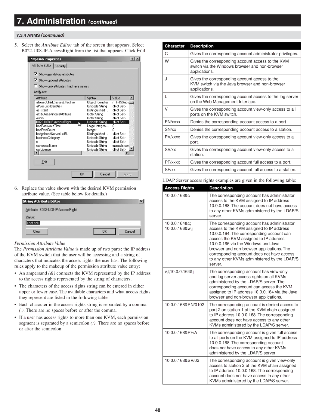 Tripp Lite B022-U08-IP owner manual Permission Attribute Value 