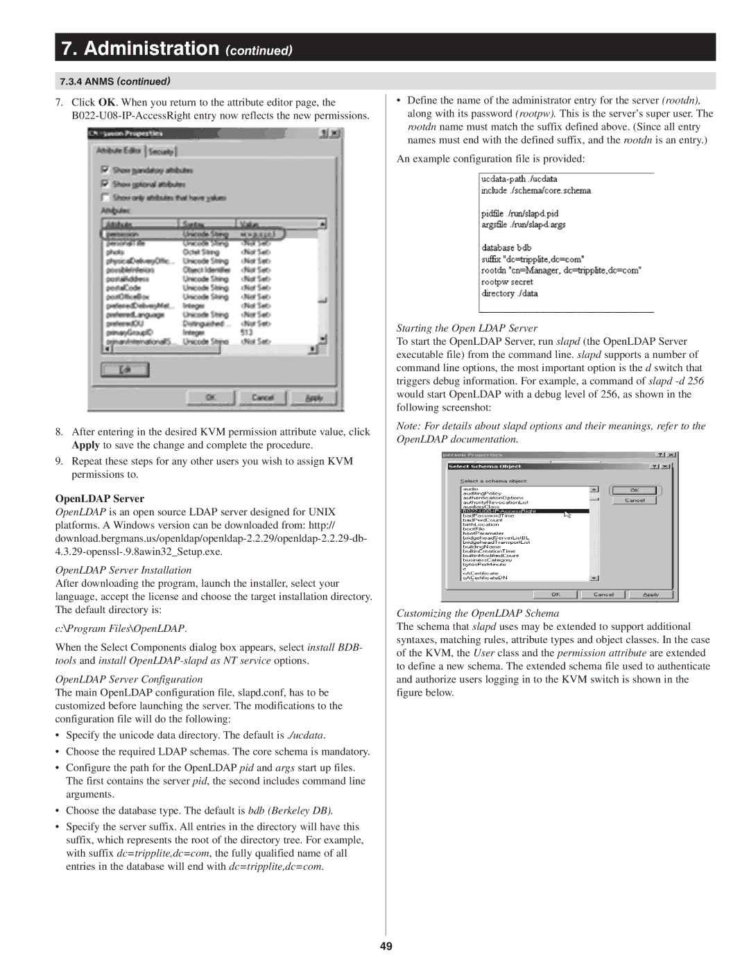 Tripp Lite B022-U08-IP owner manual OpenLDAP Server Installation, Starting the Open Ldap Server 