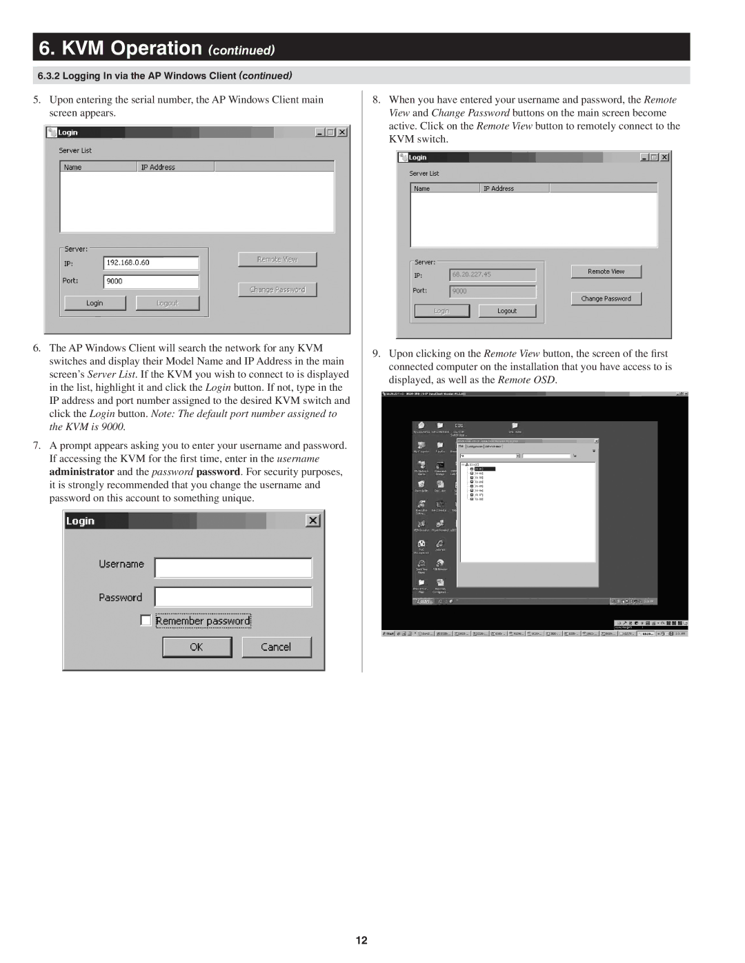 Tripp Lite B022-U08-IP quick start KVM Operation 