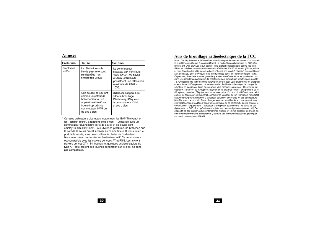 Tripp Lite B030-002-R user manual Avis de brouillage radioélectrique de la FCC 