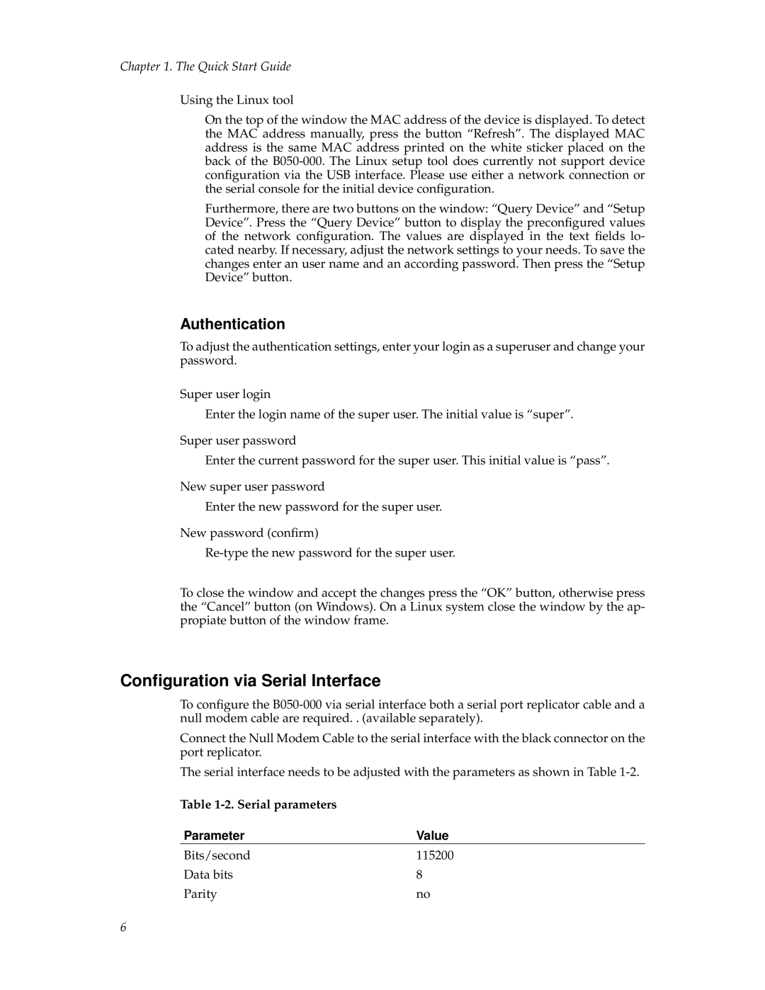 Tripp Lite B050-000 manual Conﬁguration via Serial Interface, Authentication 