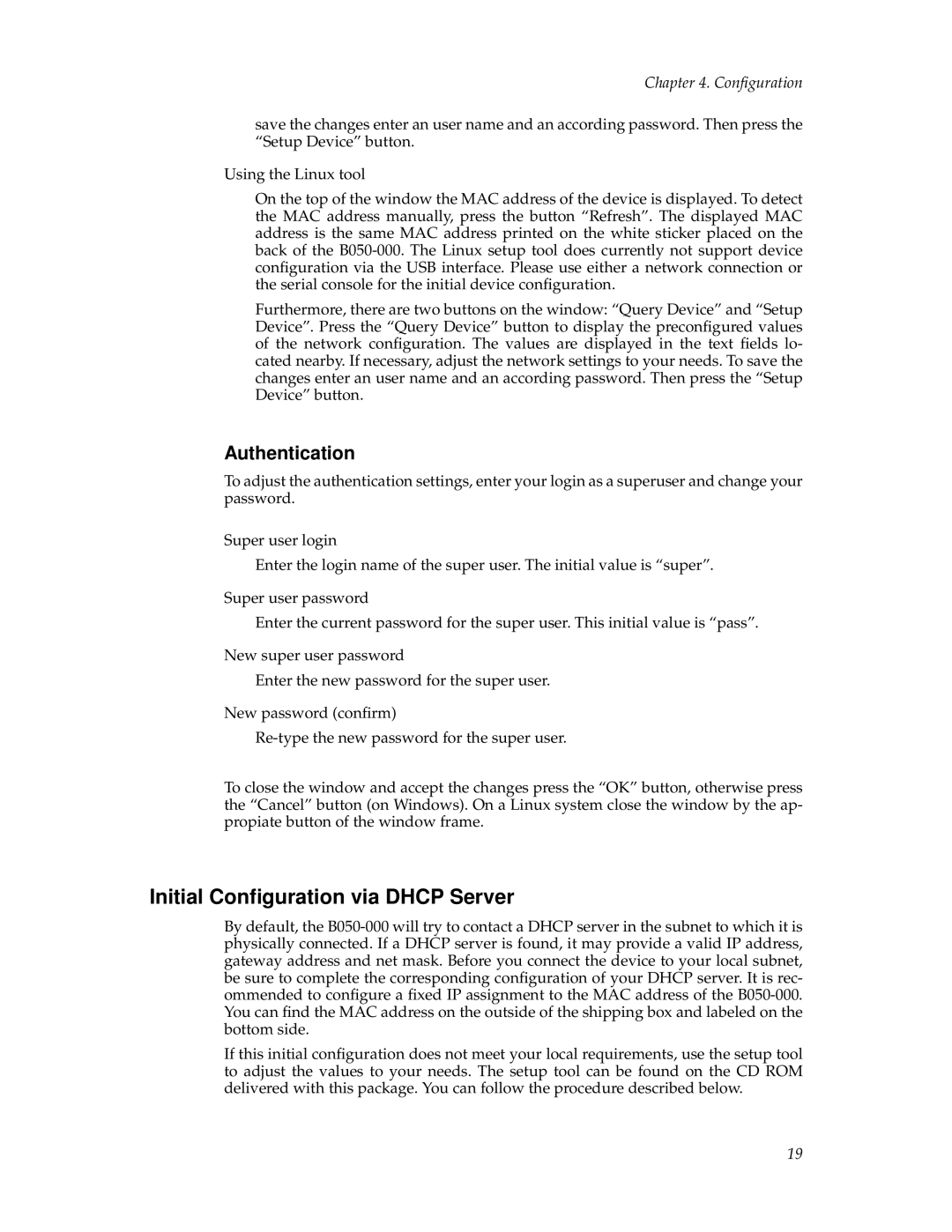 Tripp Lite B050-000 manual Initial Conﬁguration via Dhcp Server, Authentication 