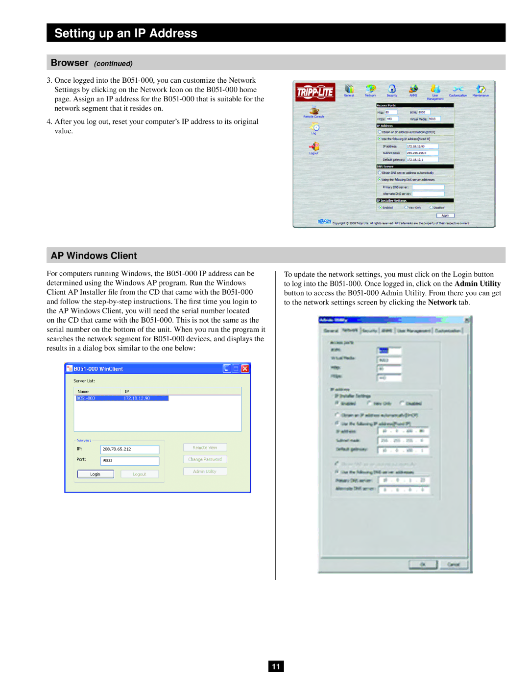 Tripp Lite B051-000 IP owner manual AP Windows Client 