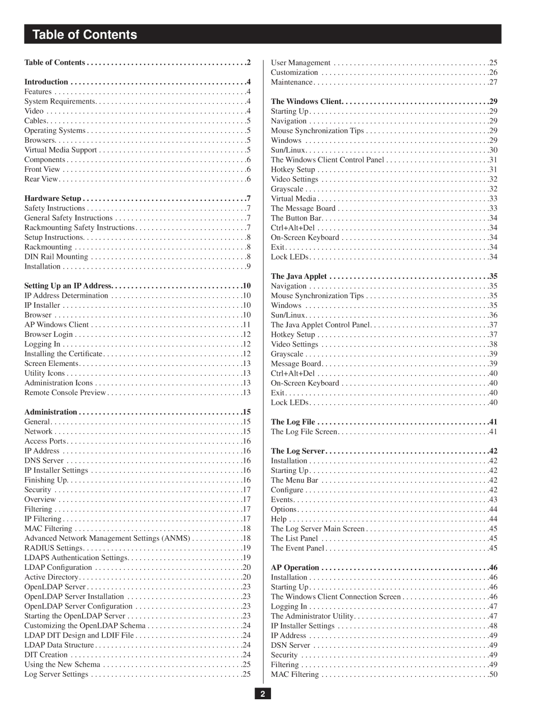 Tripp Lite B051-000 IP owner manual Table of Contents 