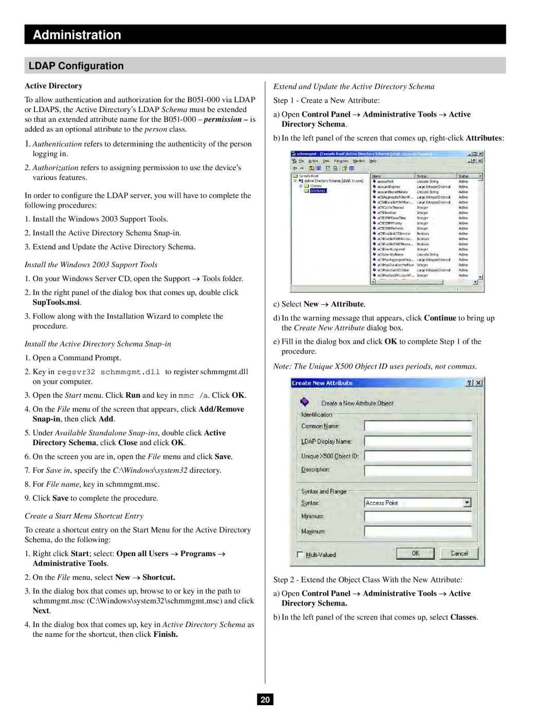 Tripp Lite B051-000 IP owner manual Ldap Configuration, Active Directory, Select New → Attribute 