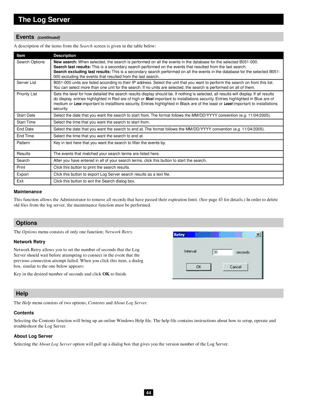 Tripp Lite B051-000 IP owner manual Options, Help 