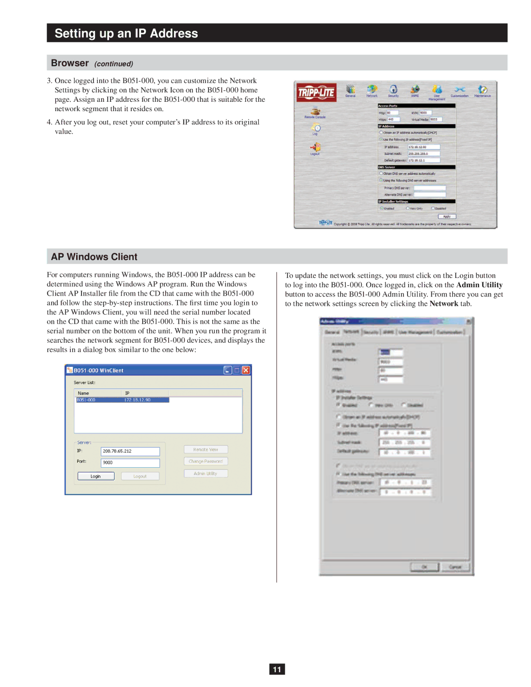 Tripp Lite B051-000 owner manual AP Windows Client 