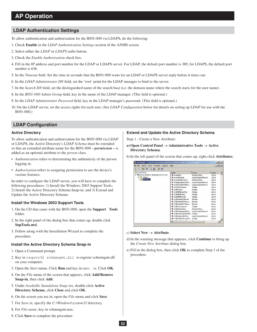 Tripp Lite B051-000 owner manual Install the Windows 2003 Support Tools, Install the Active Directory Schema Snap-in 