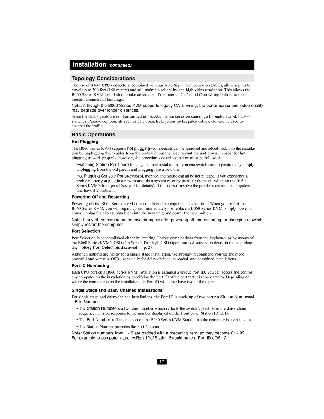 Tripp Lite B060-016-2 owner manual Topology Considerations, Basic Operations 