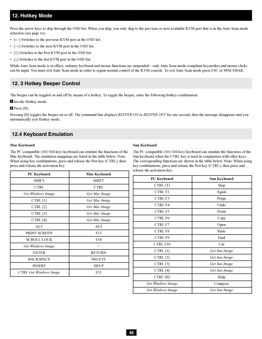 Tripp Lite B060-032-8 owner manual Hotkey Beeper Control, Keyboard Emulation 