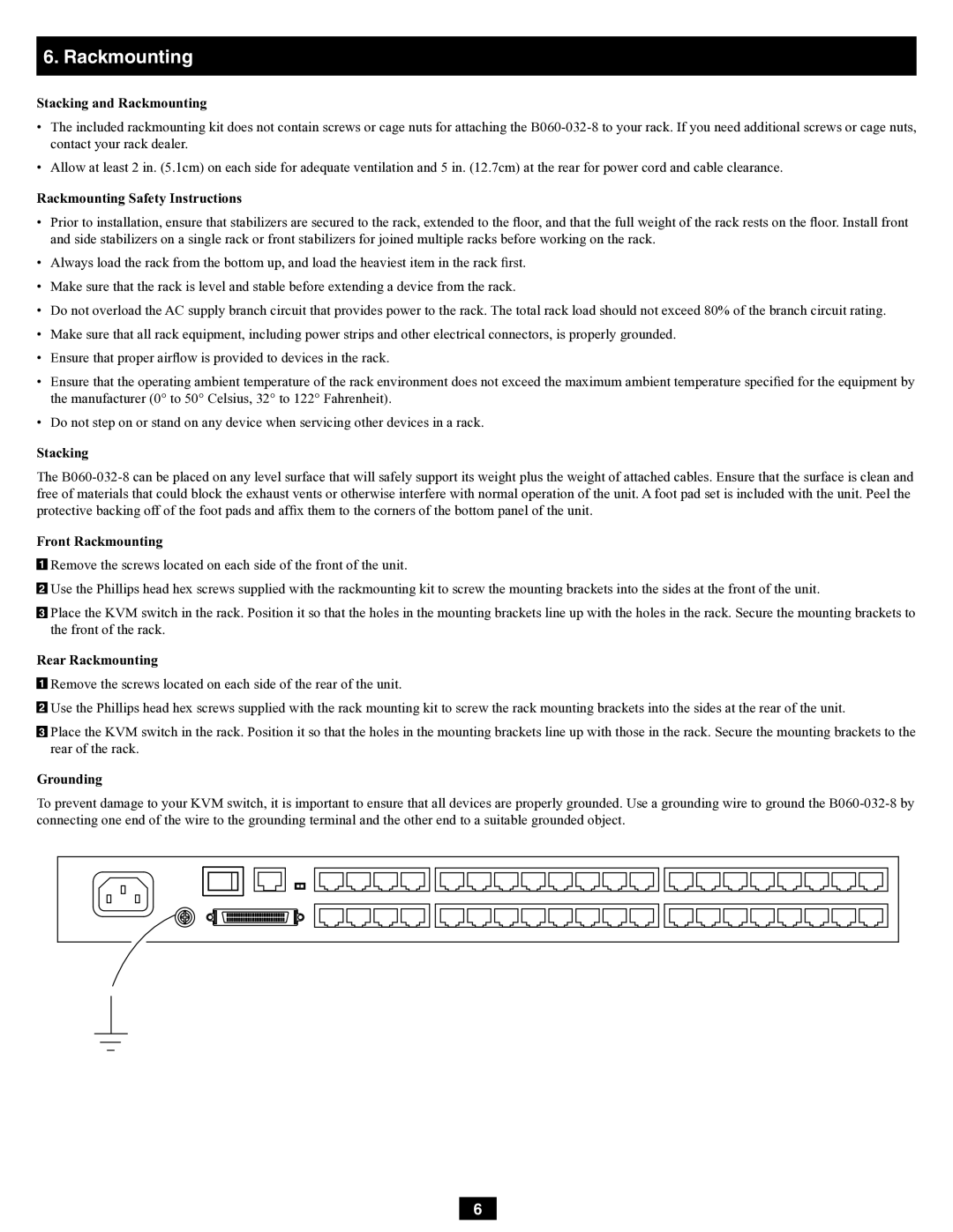 Tripp Lite B060-032-8 owner manual Rackmounting 