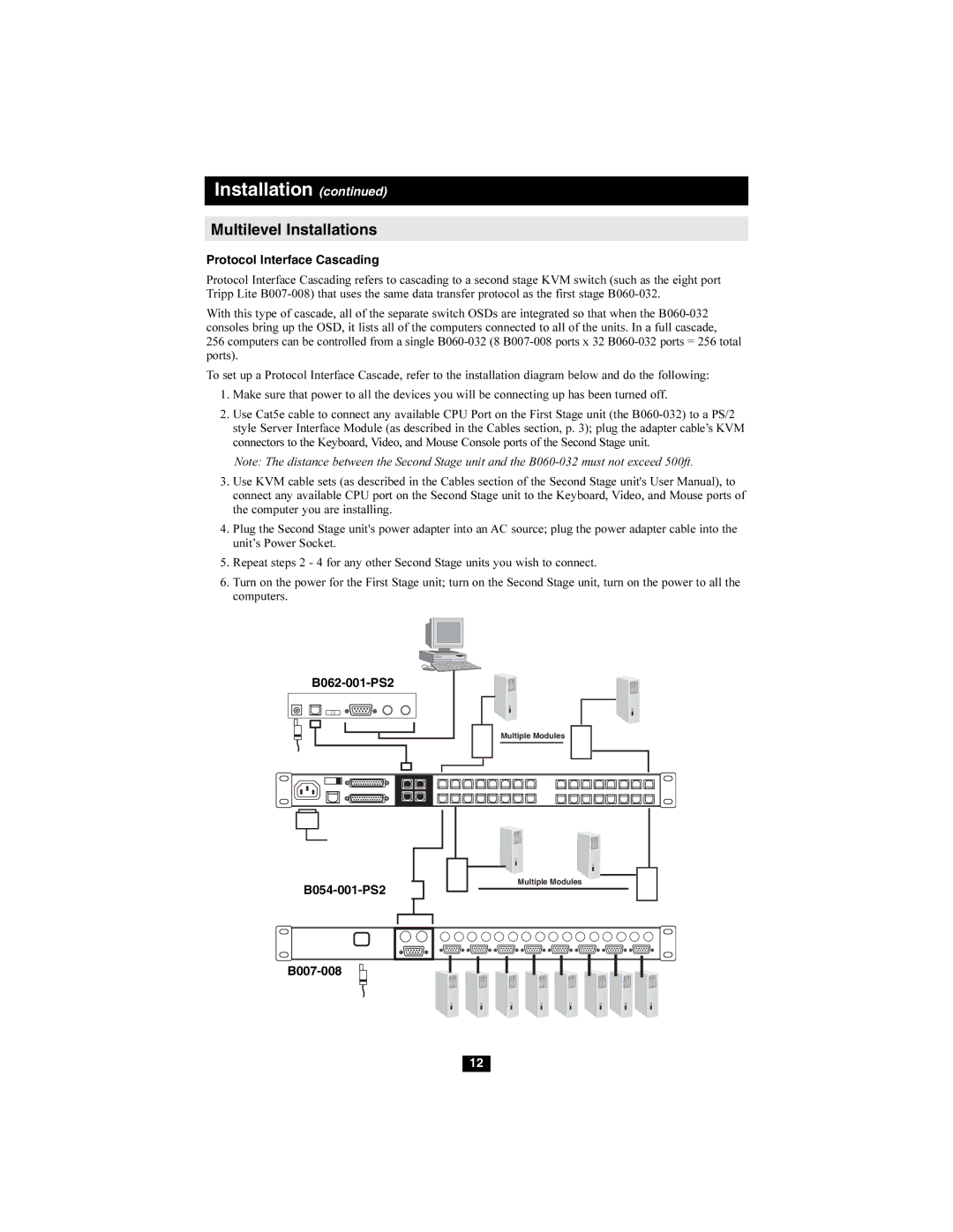 Tripp Lite B060-032 owner manual Protocol Interface Cascading, B054-001-PS2, B007-008 