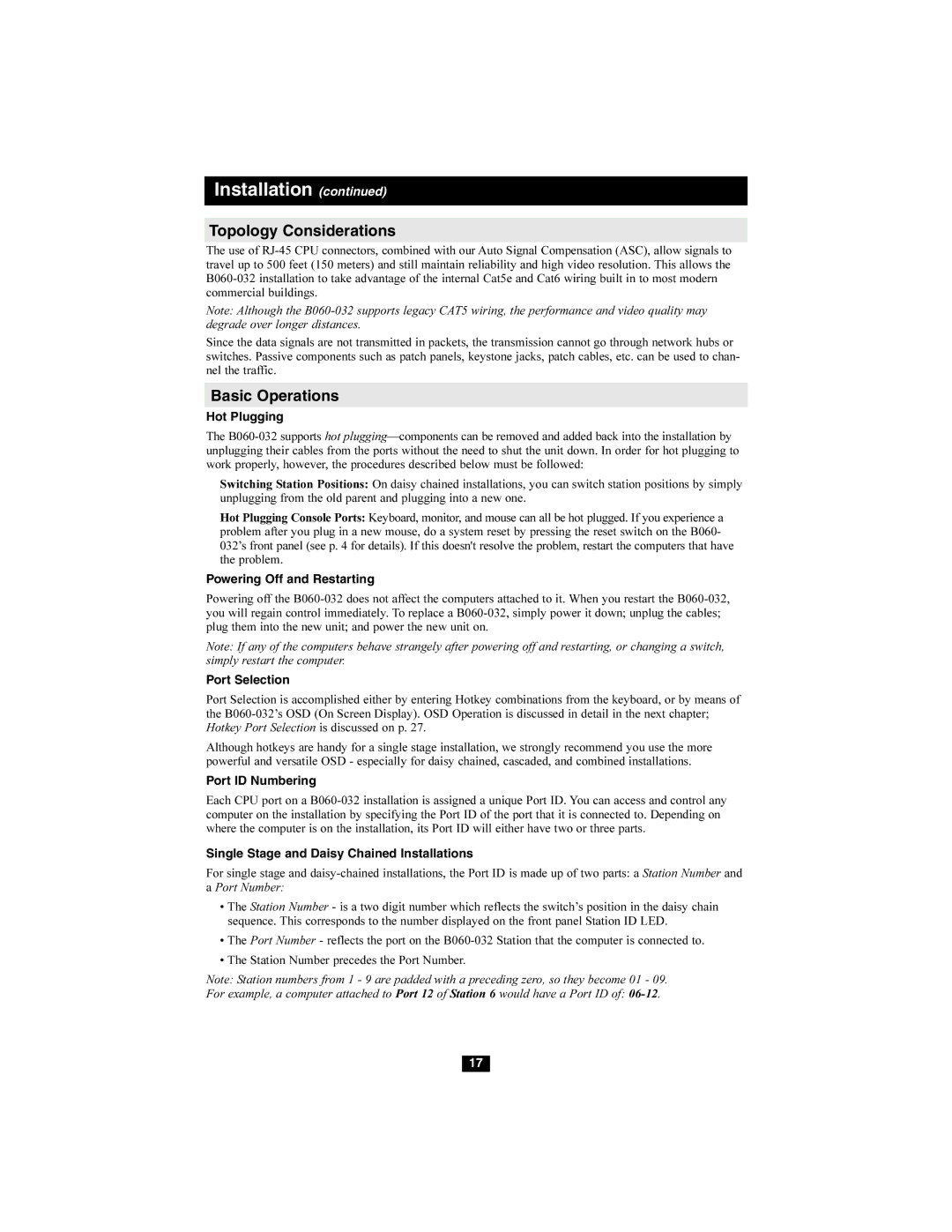 Tripp Lite B060-032 owner manual Topology Considerations, Basic Operations 