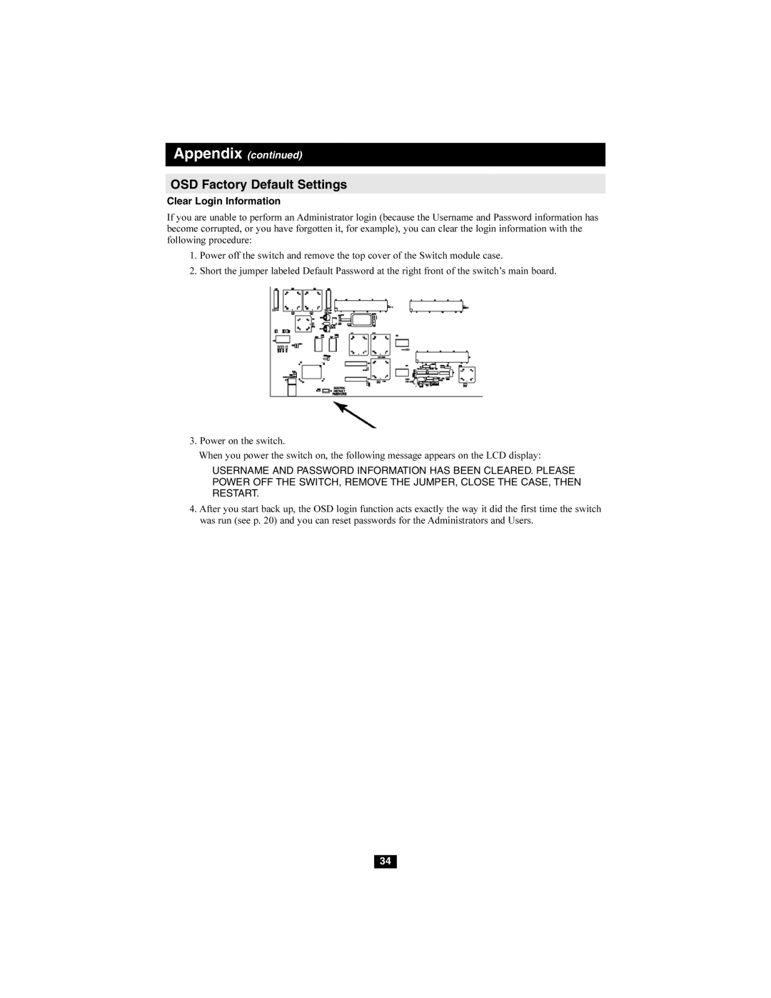 Tripp Lite B060-032 owner manual Clear Login Information 