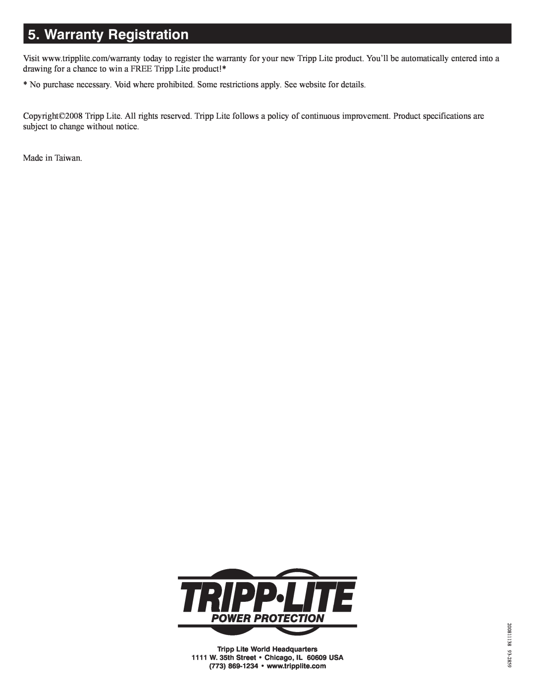 Tripp Lite B064-016-04-IP quick start Warranty Registration 