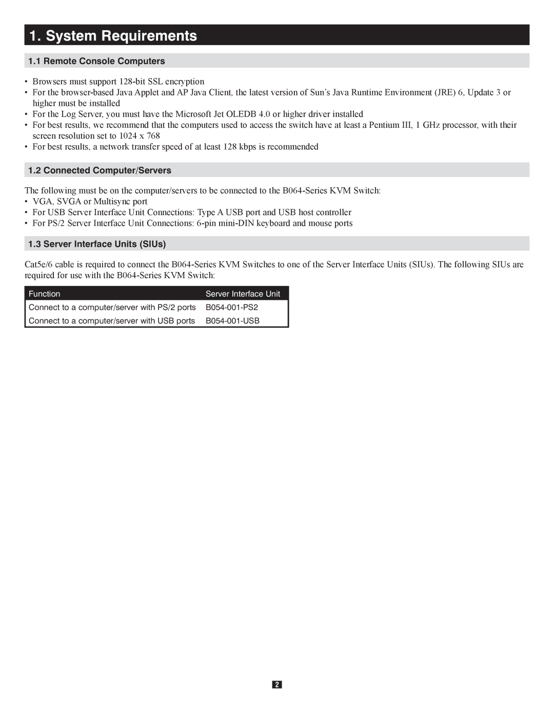 Tripp Lite B064-016-04-IP quick start System Requirements, Remote Console Computers, Connected Computer/Servers 