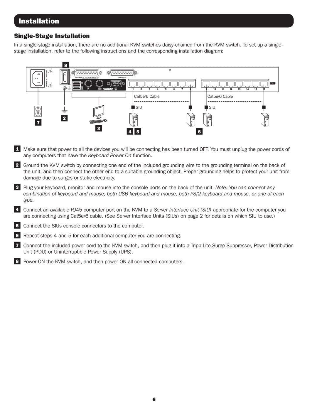 Tripp Lite B064-016 owner manual Single-Stage Installation 