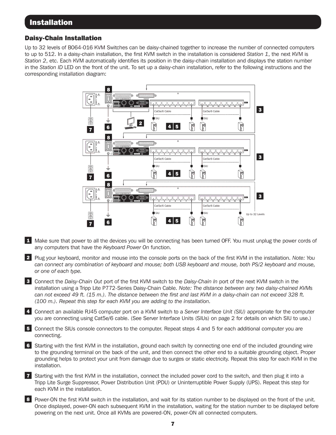 Tripp Lite B064-016 owner manual Daisy-Chain Installation 