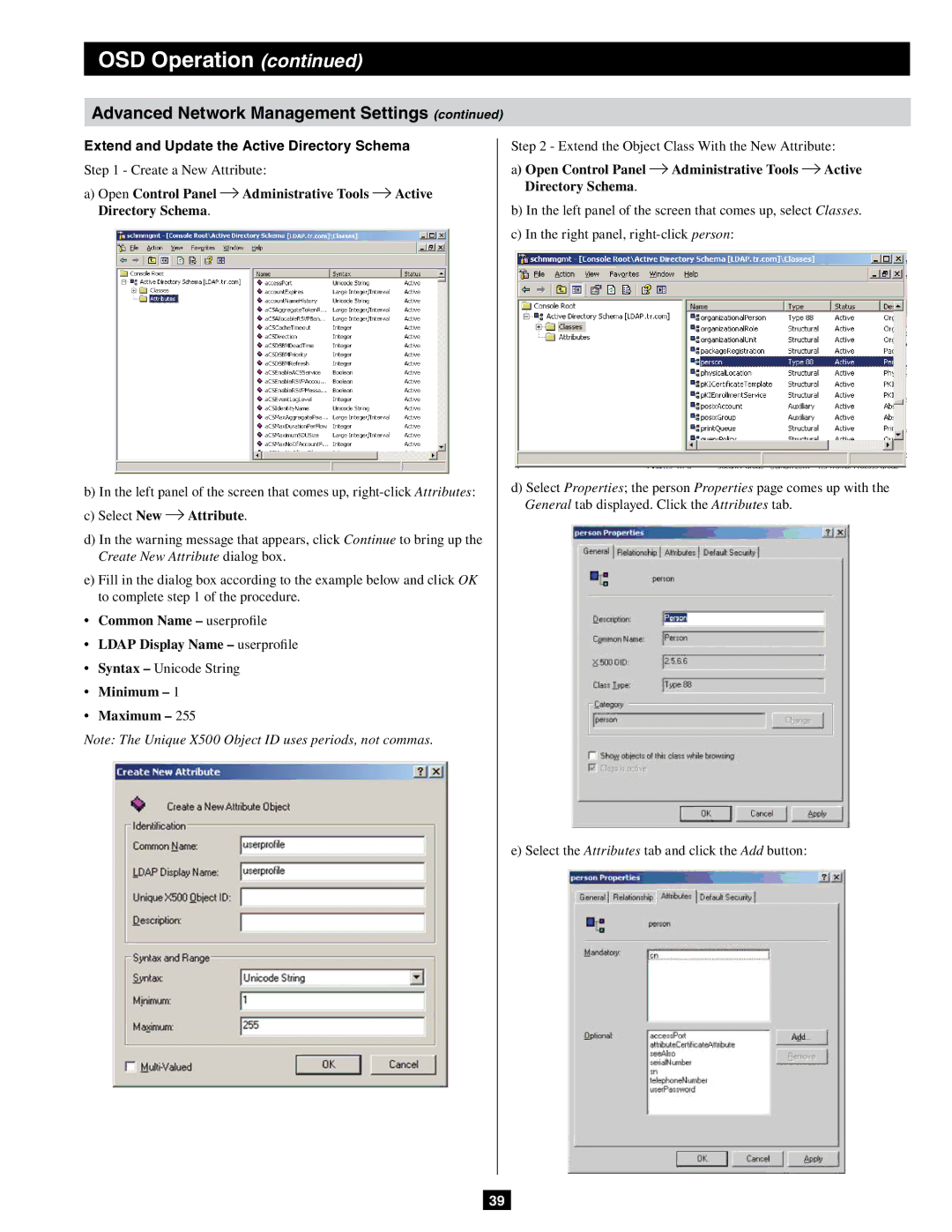 Tripp Lite B064-016-02-IPG Extend and Update the Active Directory Schema, Select New Attribute, Minimum Maximum 