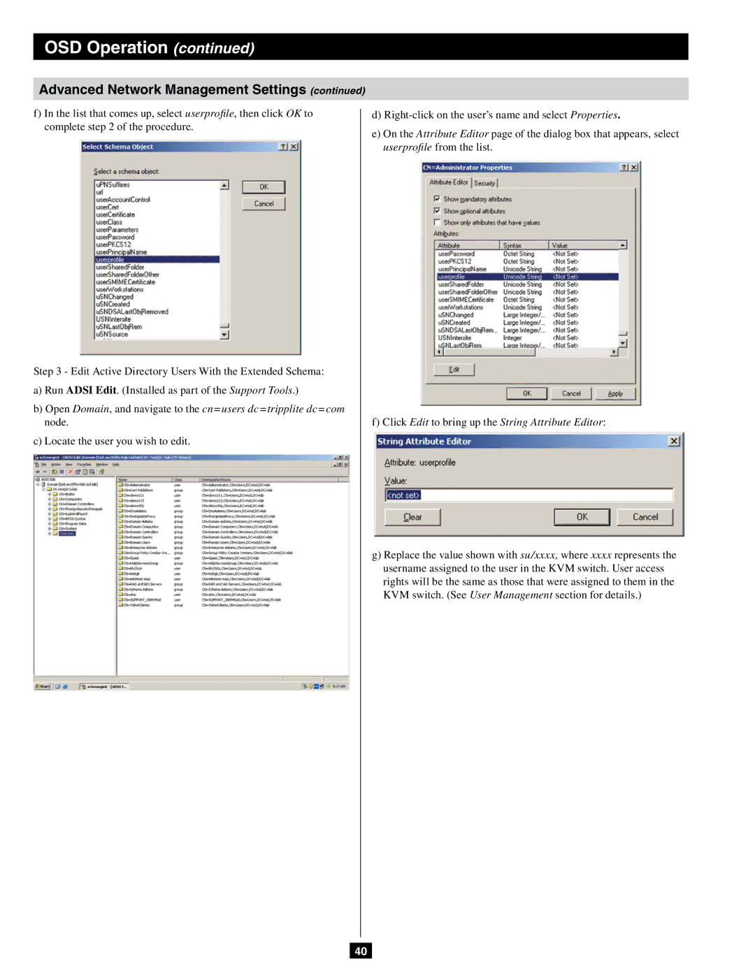 Tripp Lite B064-032-04-IPG, B064-032-02-IPG, B064-016-04-IPG owner manual Click Edit to bring up the String Attribute Editor 