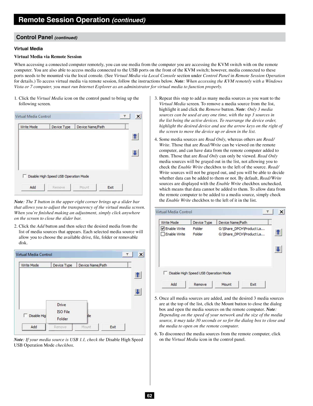 Tripp Lite B064-016-04-IPG, B064-032-04-IPG, B064-032-02-IPG, B064-016-02-IPG Virtual Media via Remote Session 