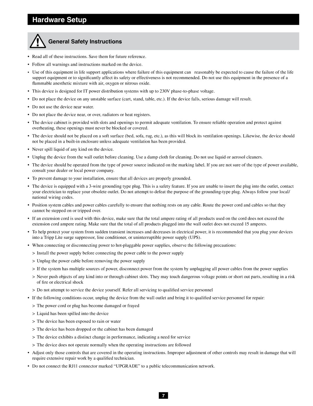 Tripp Lite B064-016-02-IPG, B064-032-04-IPG, B064-032-02-IPG, B064-016-04-IPG Hardware Setup, General Safety Instructions 