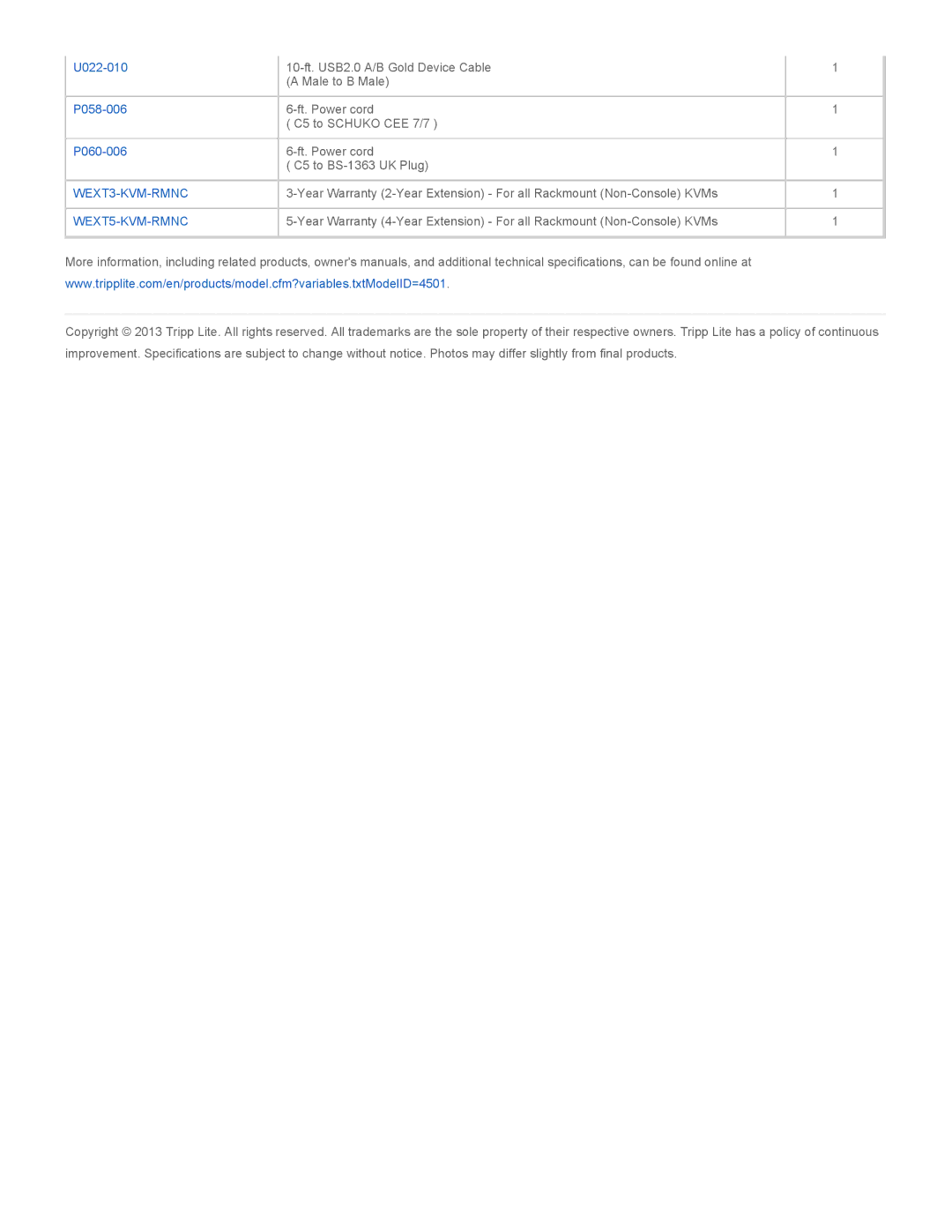 Tripp Lite B064-032-04-IPG owner manual WEXT3-KVM-RMNC WEXT5-KVM-RMNC 